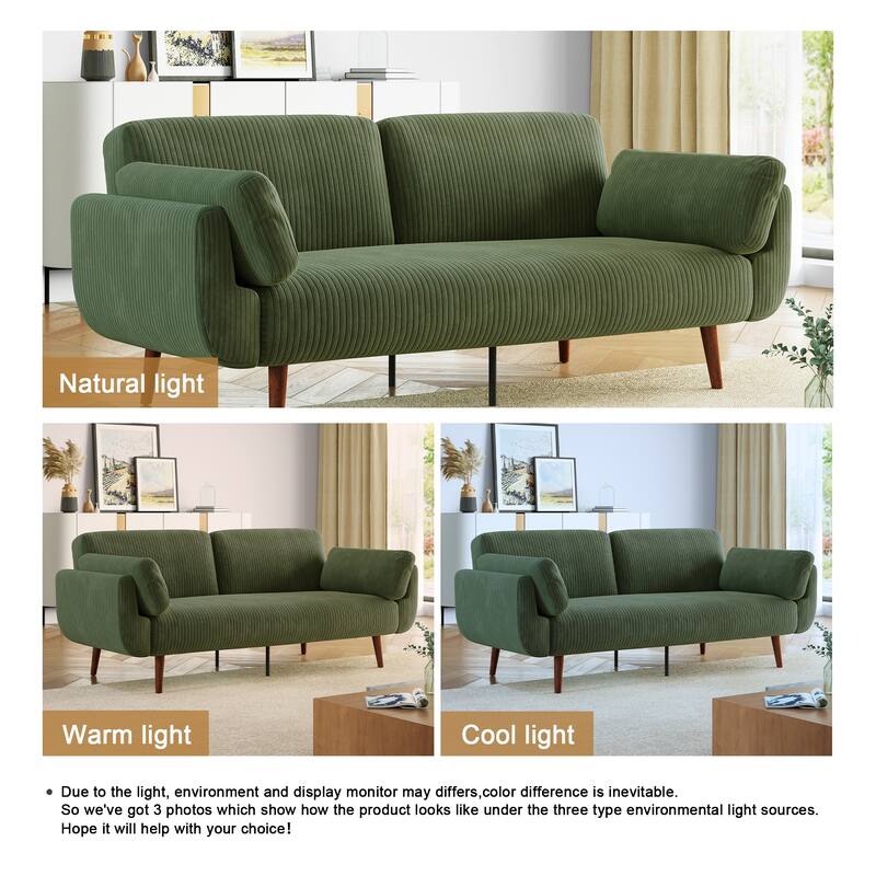73.3" W Flared Arm Convertible Sleeper Sofa Modern Corduroy Loveseat