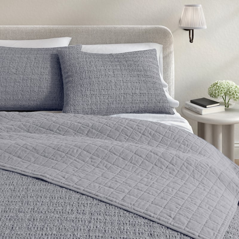 Linery & Co. Cotton Honeycomb Waffle Garment Washed Quilt Set
