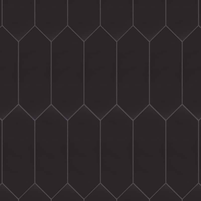 Merola Tile Kite Black 3-7/8" x 11-3/4" Porcelain Floor and Wall Tile