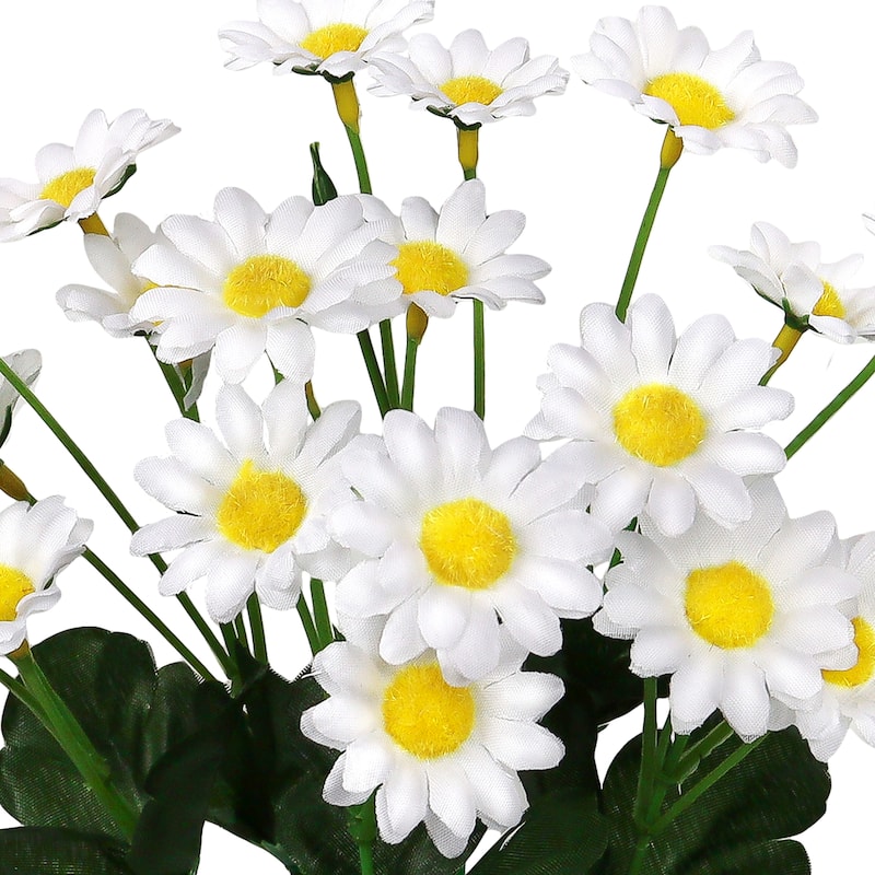 Set of 8 White Artificial Delicate Mini Daisy Flower Stem Bush Bouquet 13in - 13" L x 6" W x 6" DP