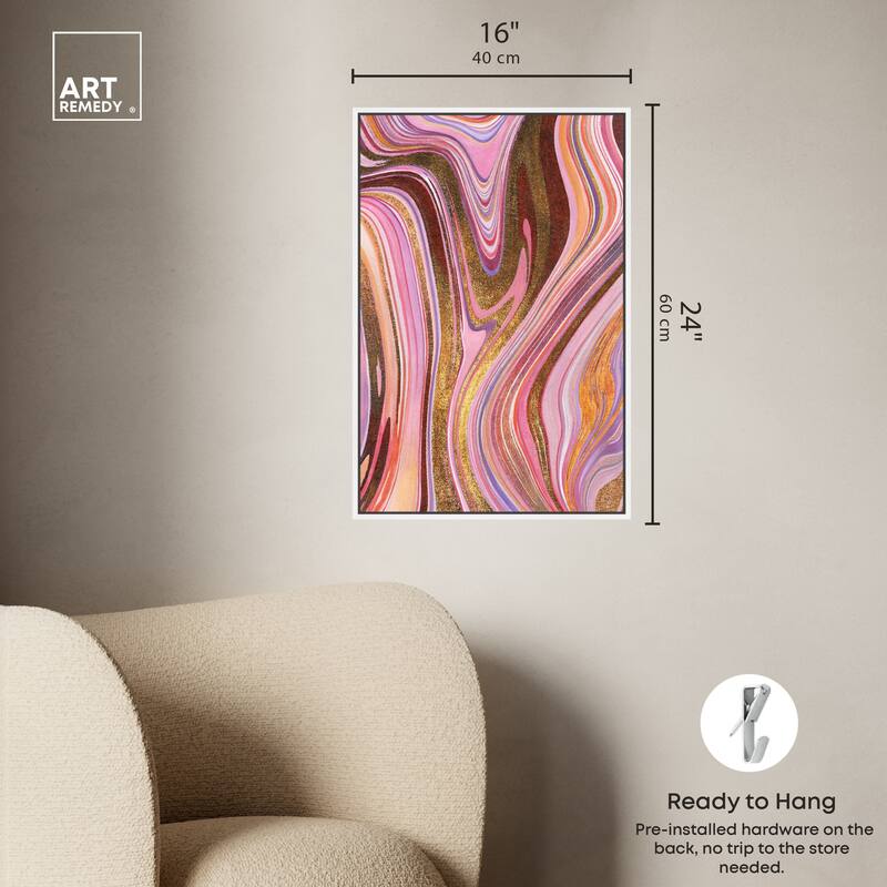 Art Remedy Doll Memories - Pink Geode Framed Mineral, Agate & Geode 1 Piece Canvas Wall Art