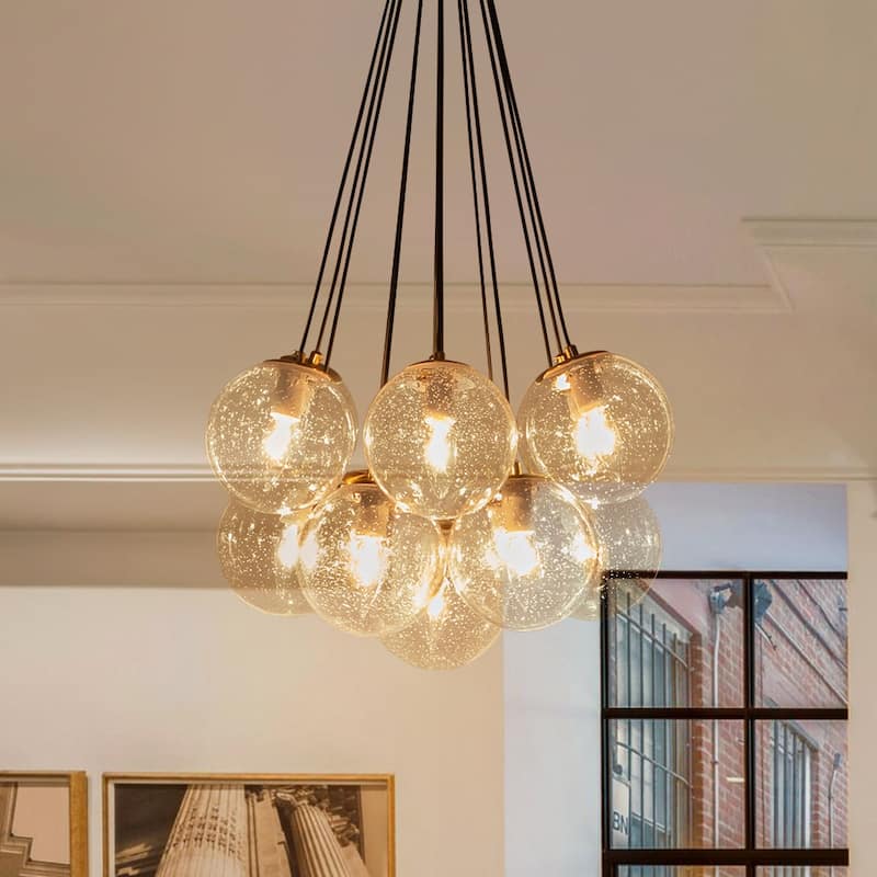 Glam 13-Light Clear Seeded Glass Soap Cluster Chandelier 21in