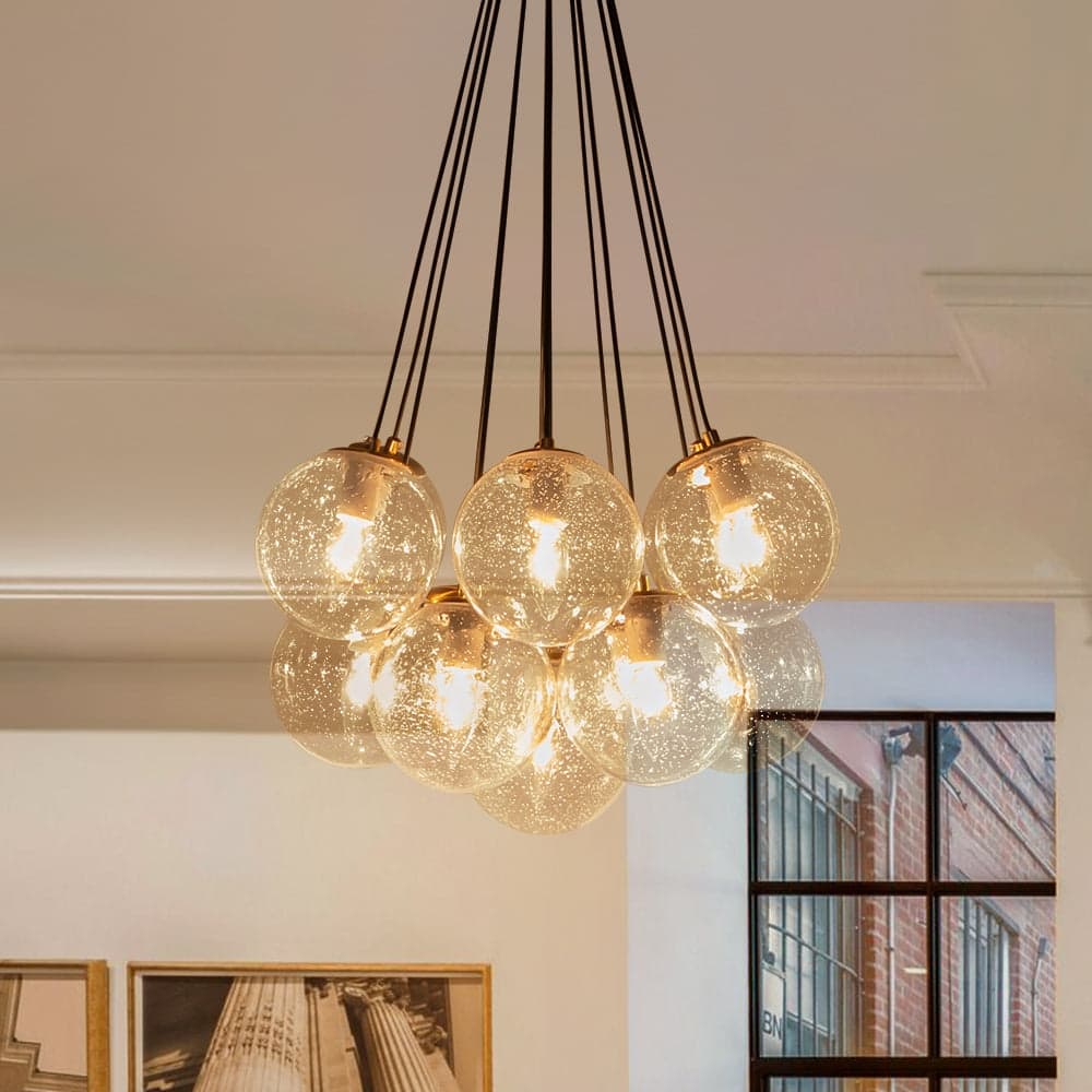 Glam 13-Light Clear Seeded Glass Soap Cluster Chandelier 21in