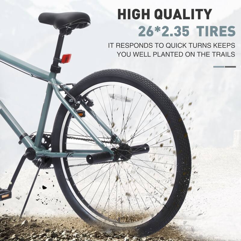 26 Inch Freestyle Bike for Teens, Single-Speed Bicycle with 2 Pegs, Front Caliper Brake and Rear V Brake for Boys and Girls Ages