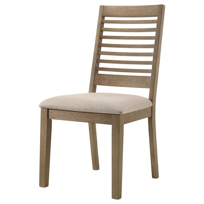 Scott Dining Side Chair Set of 2, Ladderback, Brown Wood, Latte Fabric