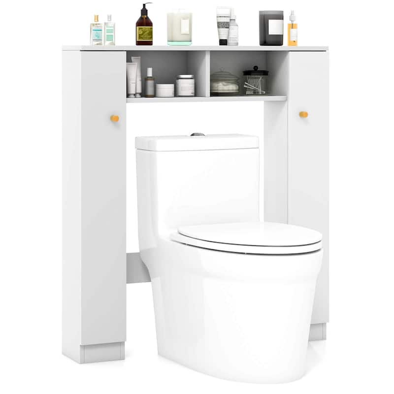 Costway Over The Toilet Storage Cabinet Double Door Bathroom Toilet - See Details