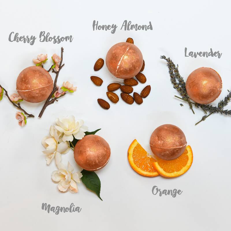 Lovery 24K Rose Gold Bath Bombs Gift Set, 9 Scented Bubble Bombs - Multi-Scented - 9 pc