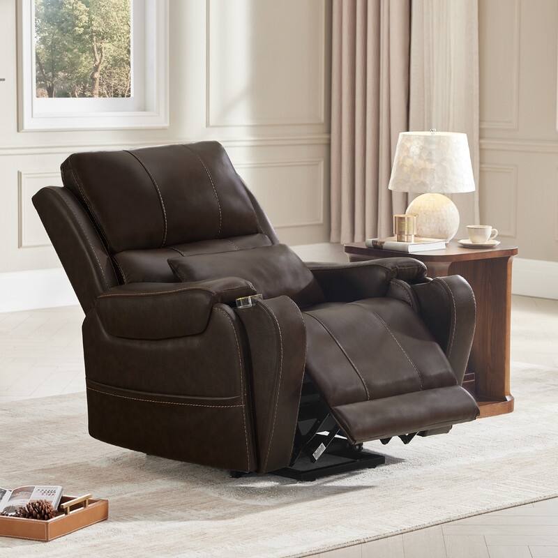 Spruce & Spring Leather Lift Recliner Chair for Elderly with Heat and Massage