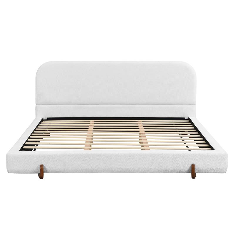 Christopher Knight Home - Verona Unique Design Modern Upholstered Bed Frame with Wood Legs and Headboard