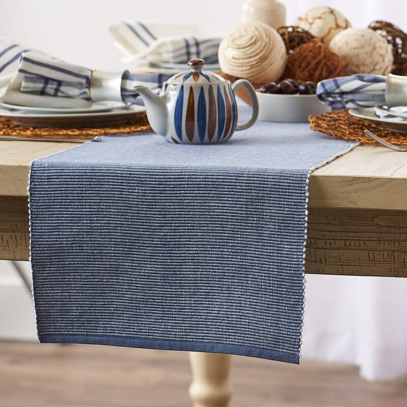 DII Black & White 2-Tone Ribbed Table Runner