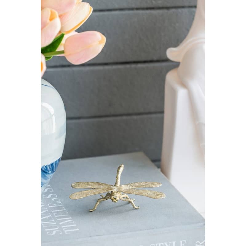 Winged Insects Cast Iron Sculpture Decorations - 4.25" - Gold - Set of 4