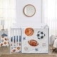 preview thumbnail 1 of 4, Sweet Jojo Designs Sports Theme Boy 4pc Nursery Crib Bedding Set Watercolor Vintage Soccer Balls Football Baseball Basketball