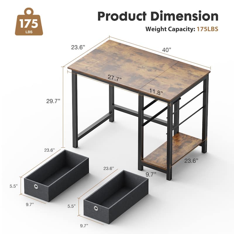 Modern Computer Office Desk with 2 Storage Drawers
