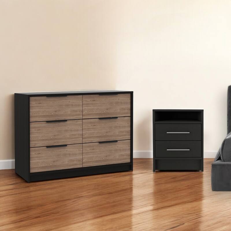 HomeRoots Two Piece Black and Gray Bedroom Set - 2 Piece - Twin