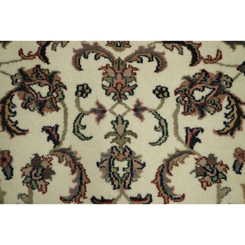Hand Knotted Oriental 100% Wool Carpet Traditional All-Over Beige & Ivories Kashan Area Rug - 6' 3'' X 4' 2''