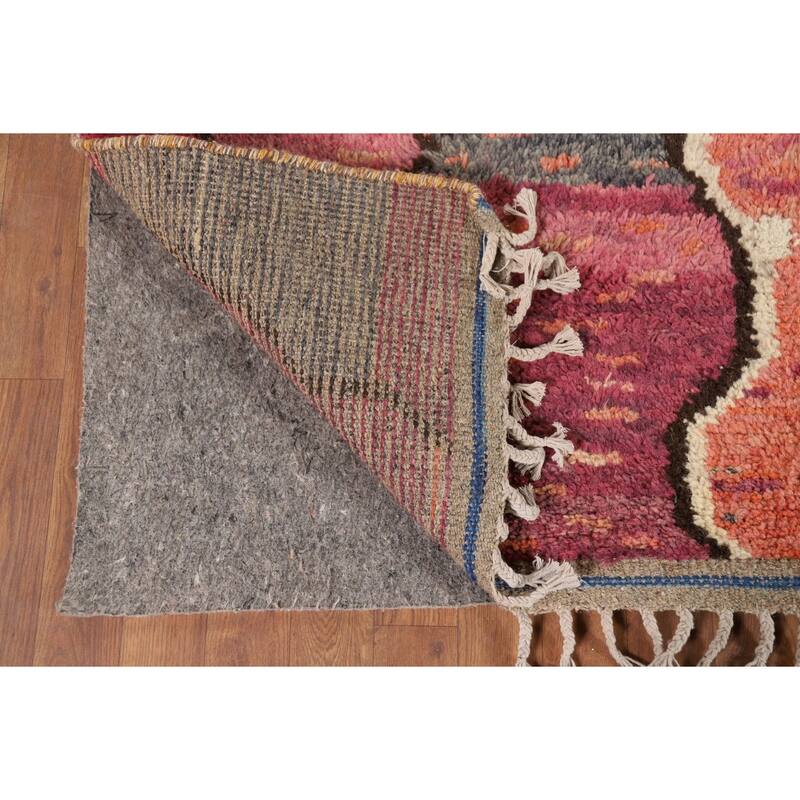 Moroccan Oriental Area Rug Hand-Knotted Abstract Wool Carpet - 8'10" x 12'2"