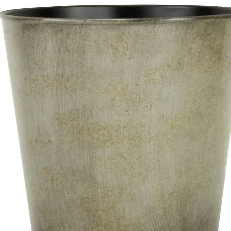 HomeRoots 9" Gray Recycled Plastic Indoor Outdoor Round Pot Planter