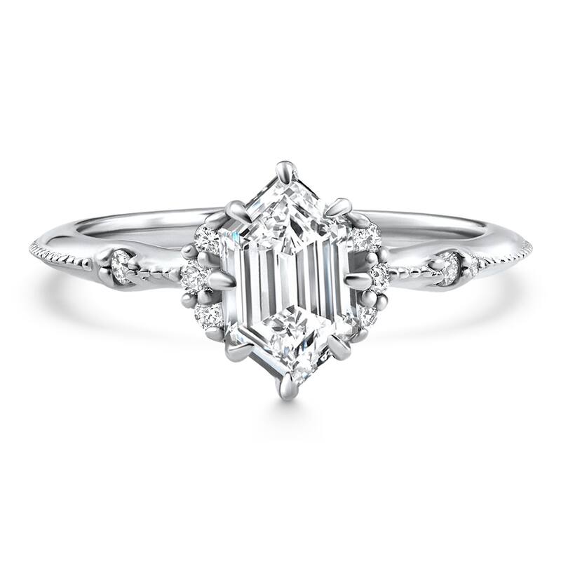 Certified 1 1/3Ct Elongated Hexagon Diamond Engagement Ring Gold Lab Grown