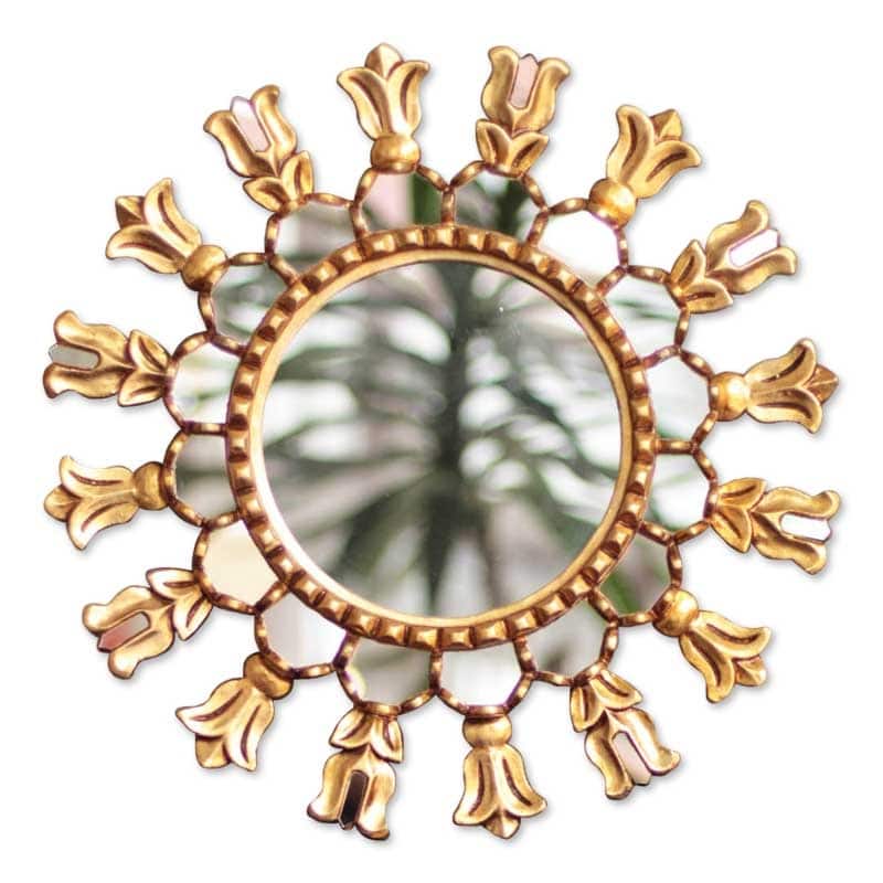 Handmade Wood Accent Decorative Gold Hall Bedroom Bathroom Wall Mirror (Peru)