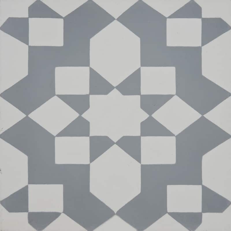 Affos Handmade Cement Tile,8x8, White-Grey ,Pack of 12 tiles ( Morocco)