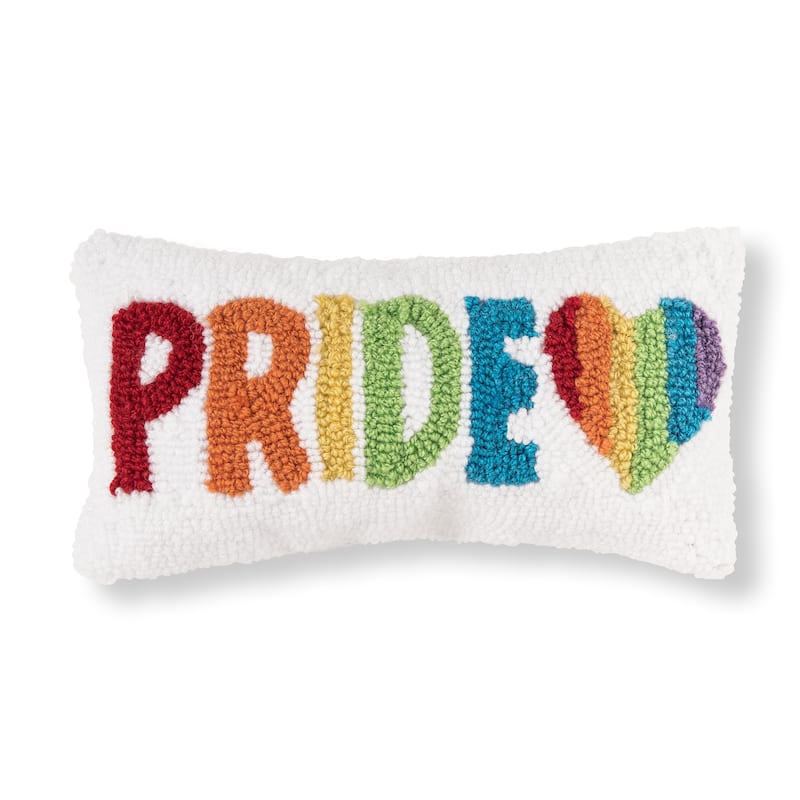 6" x 12" Pride Heart Rainbow Hooked Decorative Love is Love Throw Pillow