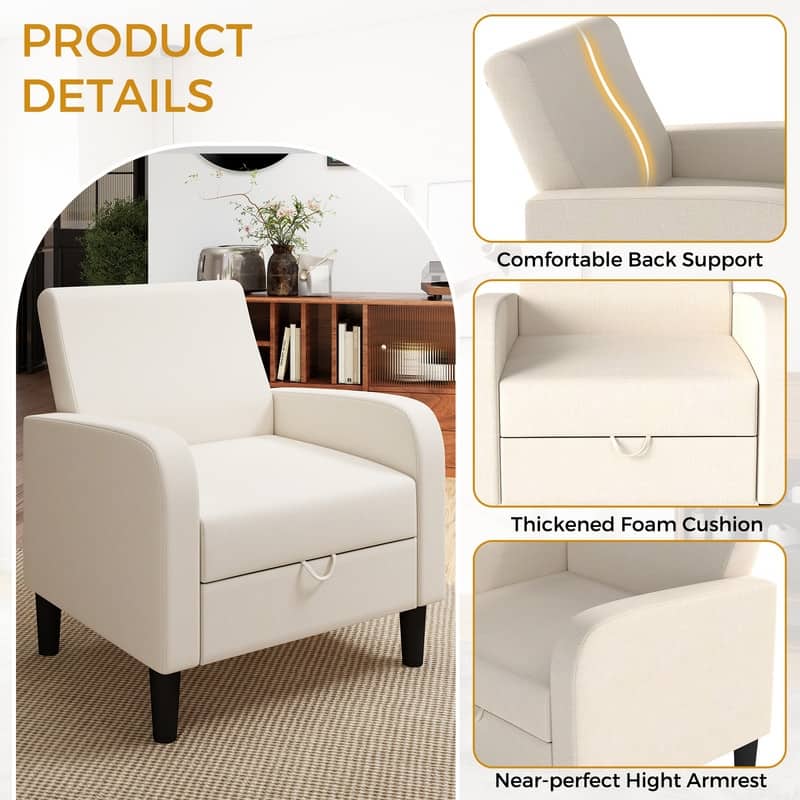 Versatile Single Sofa Chair with Hidden Storage Accent Chair - N/A