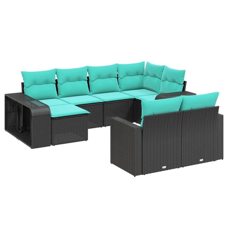 vidaXL Patio Sofa Set with Cushions Sectional Sofa Conversation Set Poly Rattan - 24.4" x 24.4" x 27.2"