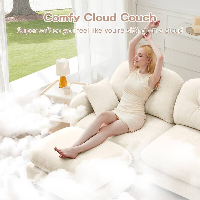 GDF Studio - Amori Modular Modern Chenille L-Shaped Sectional Sofa with Ottoman and Tufted Cushion Backrest