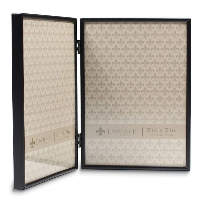 Curata Simply Black Portrait Hinged Metal 5x7 Double Photo Frame