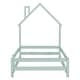 preview thumbnail 9 of 7, Twin Size Montessori Floor Bed with Fences, Modern Twin Kids Bed with House-shaped Headboard, Wood Twin Bed Frame for Girls,Boys