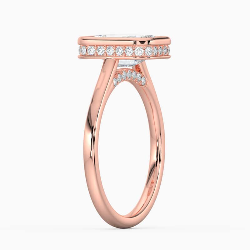 Auriya 14k Gold Lab Grown Emerald Diamond Bezel Unique Hidden Halo Engagement Ring 1.00 to 5.00 ct. tw. (F-G, VS)