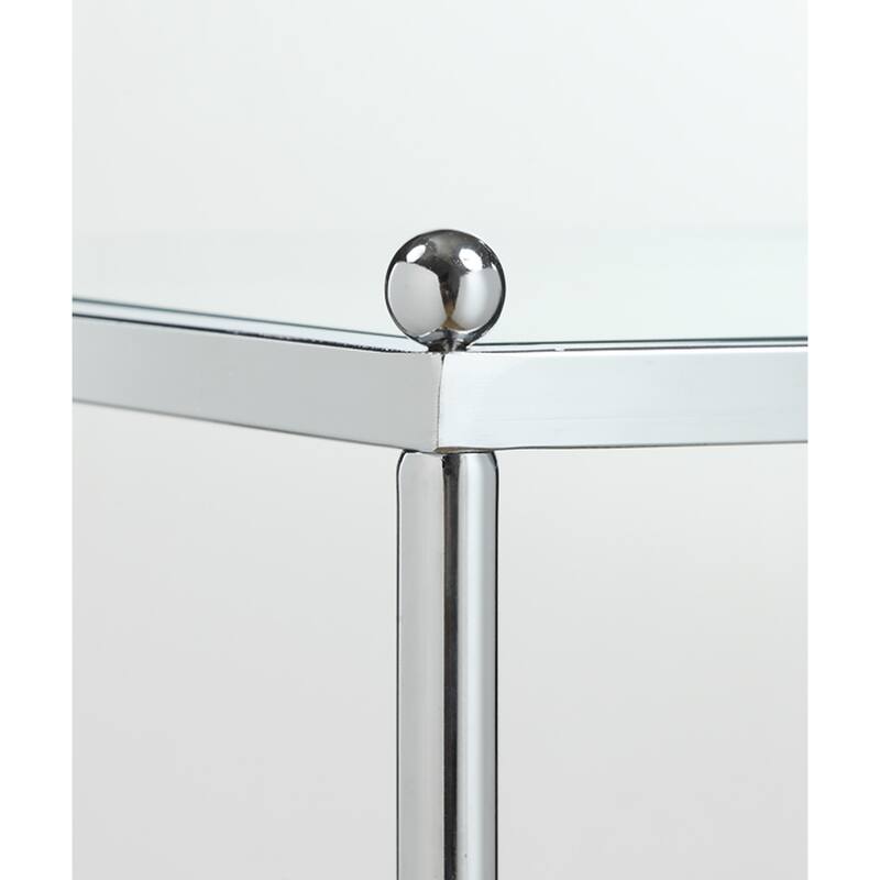Round End Table 3 Tier Chrome Glass Display Table Living Room Accent Furniture 24"H - 18