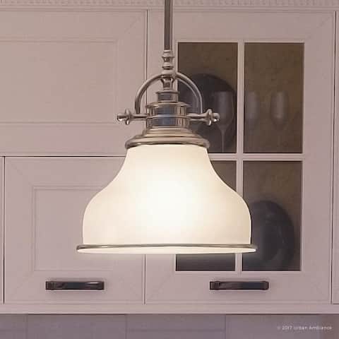 Luxury Industrial Pendant Light, 9.5"H x 8"W, with Americana Style, Nostalgic Design, Brushed Nickel Finish
