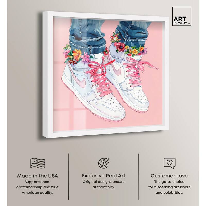 Blush Floral Bloom Sneakers Shadowbox by Art Remedy