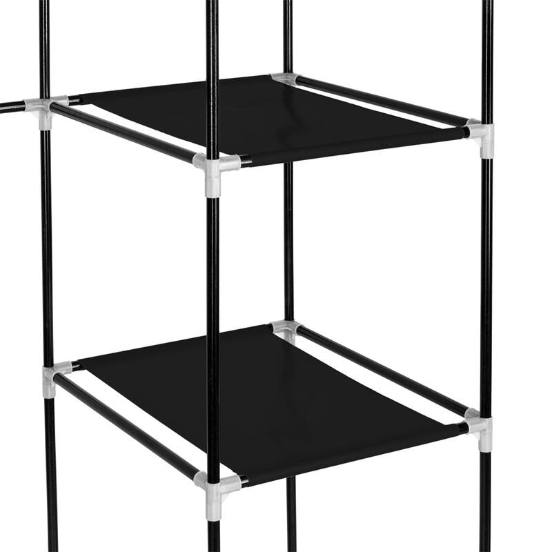 Portable Closet Organizer Wardrobe Storage Organizer with 10 Shelves - Black