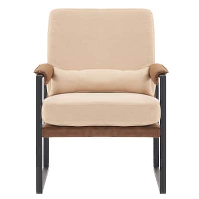Single Iron Frame Chair Soft Bag Armrest Frame Honeycomb Leather Indoor Leisure Chair - 24.8 x 31.5 x 35.04