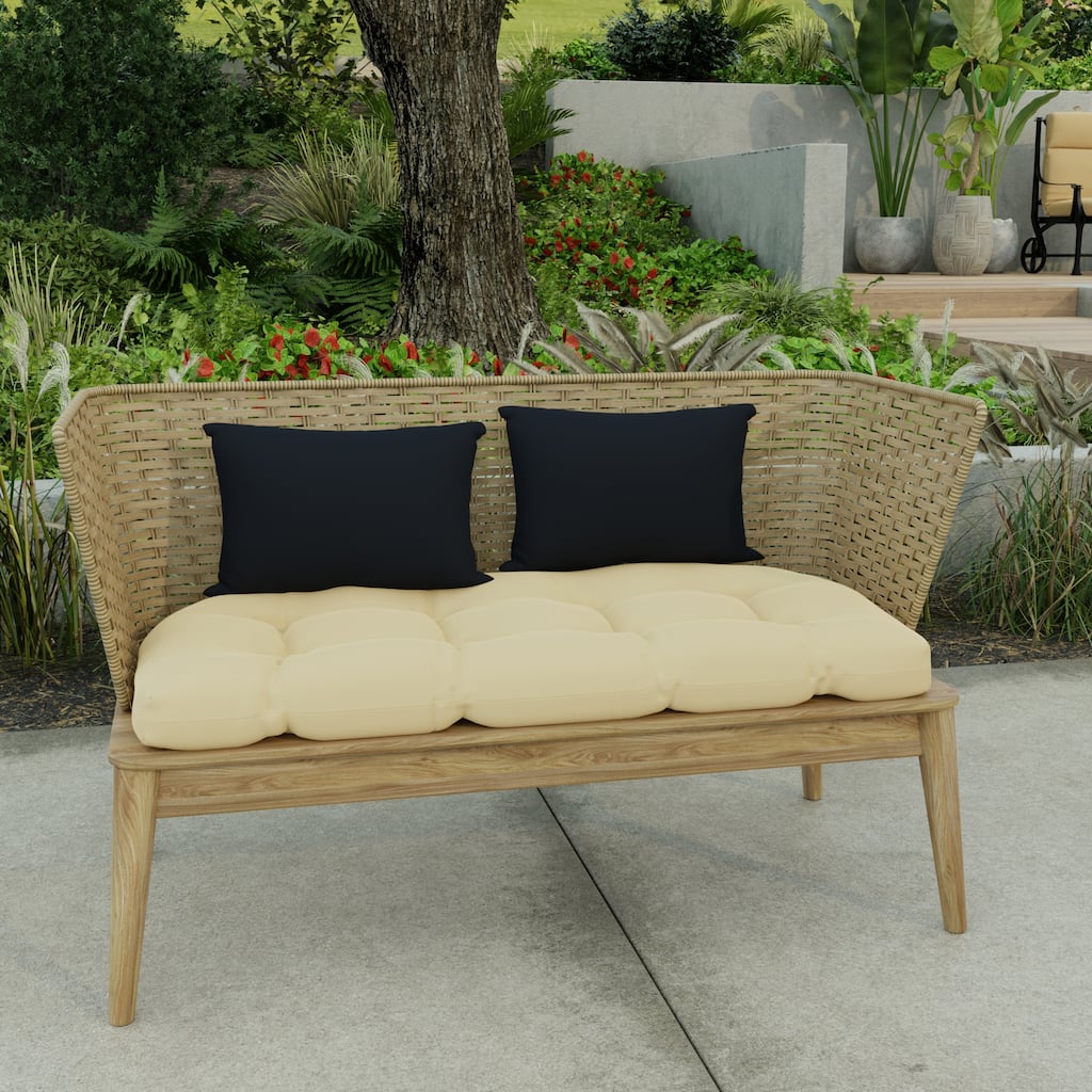 18" x 12" Navy Solid Outdoor Lumbar Throw Pillow - Set of 2 - 12'' L x 18'' W x 4'' H