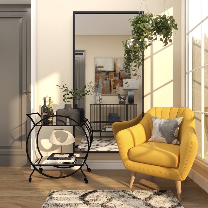 Metal Tall Floor Mirror - Black - Roche River Decor