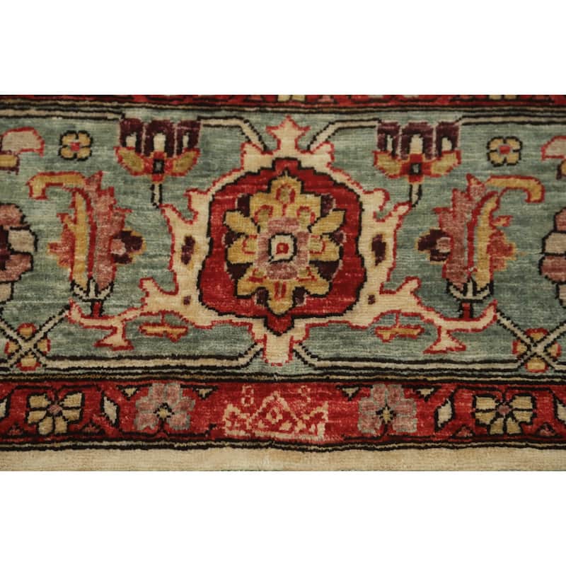Hand Knotted Traditional Wool Beige Geometric Area Rug - 10' 9'' X 8' 3''