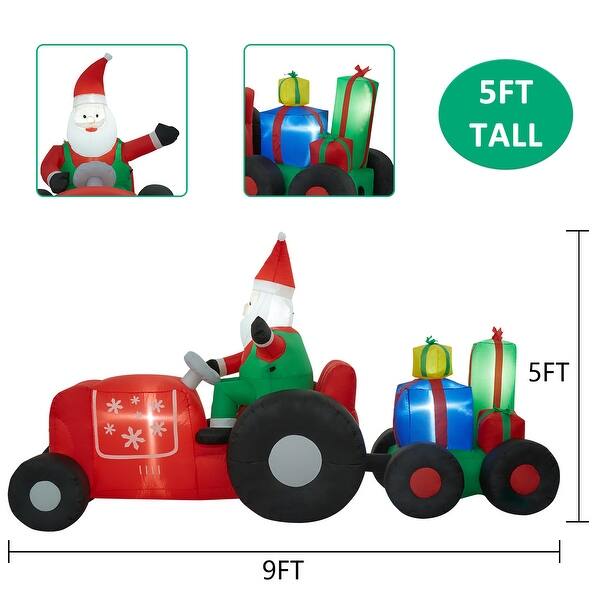 Kinbor 9 Ft Outdoor Christmas Inflatable Blow up Santa Claus Drive Car ...