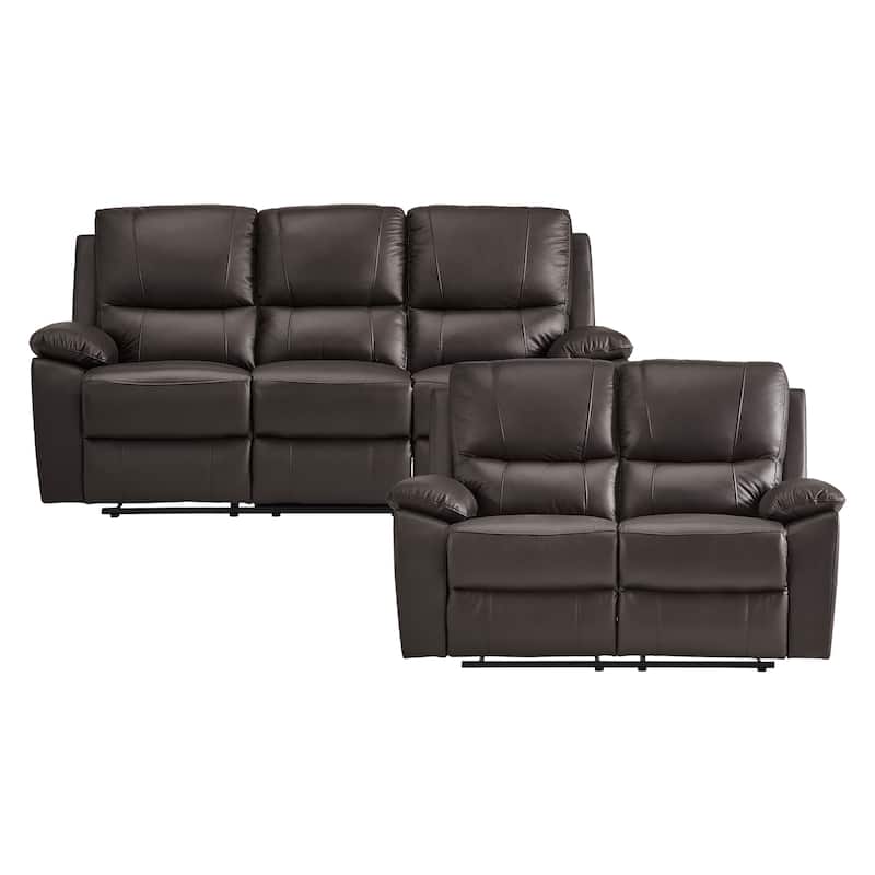 Harrington 2-Piece Faux Leather Manual Reclining Living Room Sofa Set - Brown - 2 Piece