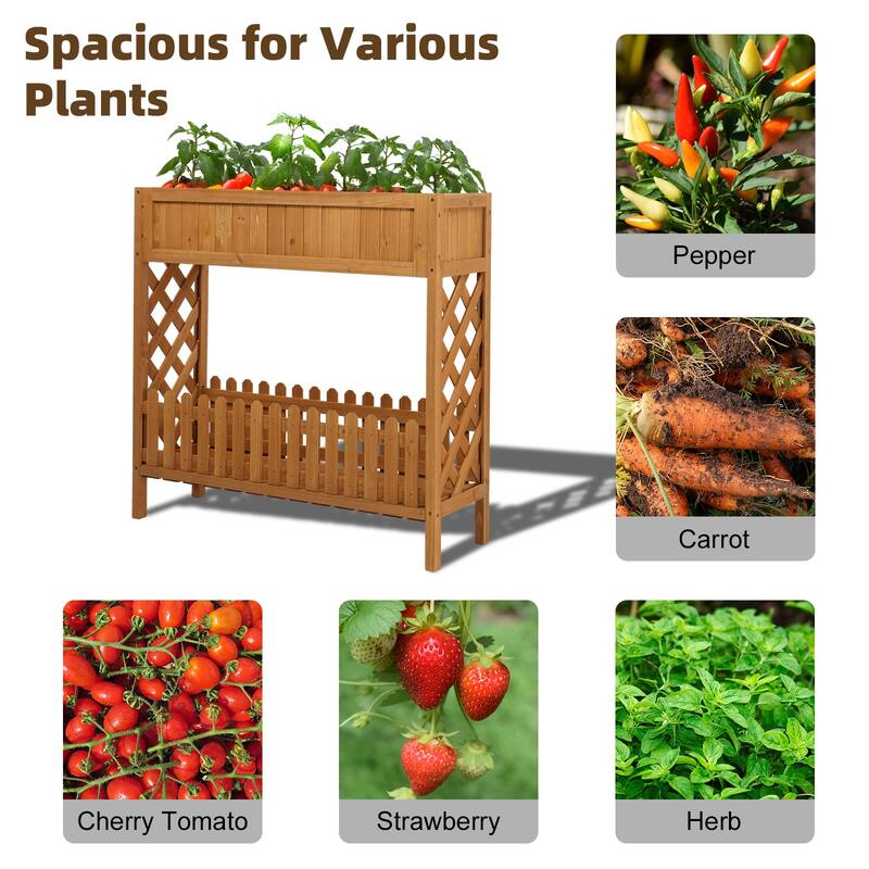 Wooden Planter Box 36 Inch Elegant Garden Patio Balcony Plant Container Durable Easy Assembly - 35.53x 12.6 x 35.43"