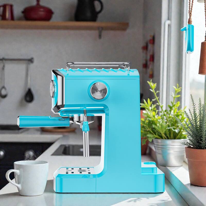 20 Bar Semi Automatic Espresso Machine with Milk Frother, Compact Stainless Steel Coffee Maker with 54 oz Tank