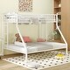 preview thumbnail 1 of 8, White Twin XL over Queen Size Metal Bunk Bed with Ladder, Fence and Guardrails for Kids, Boys and Girls, Bedroom Twin XL over Queen - White