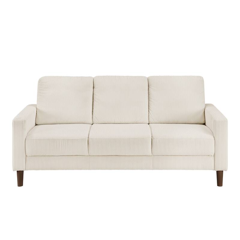 Modern Contemporary Beige Corduroy Upholstered Sofa Comfortable Cushion Solid Wood Living Room Furniture 1pc