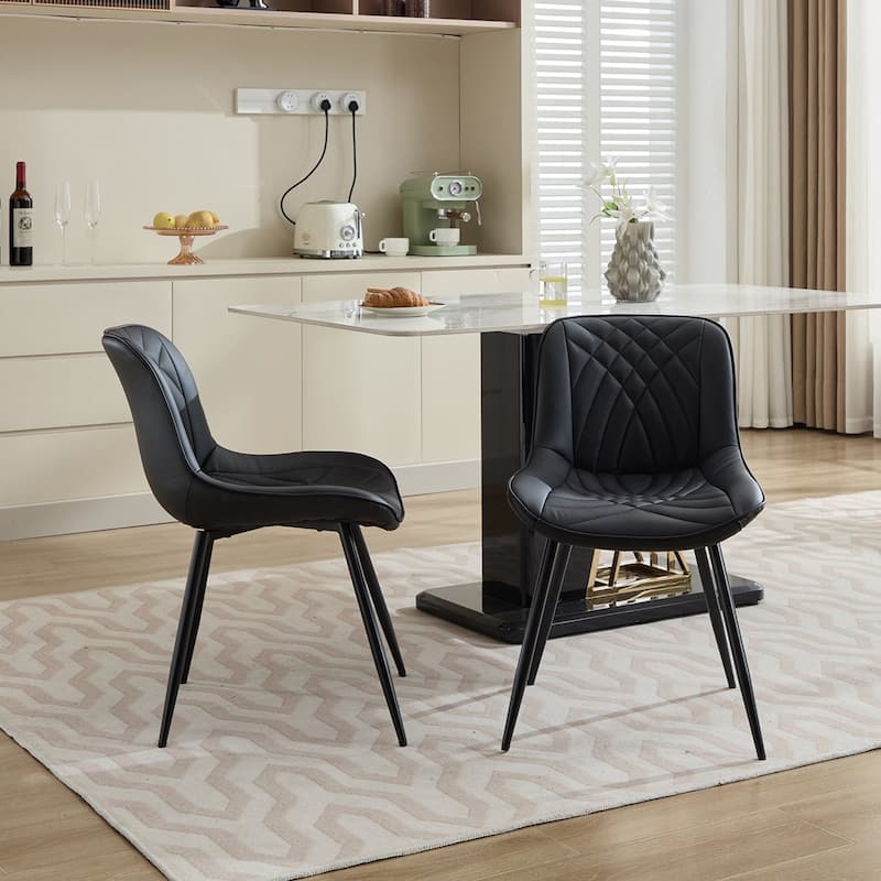 2PCS PU Wood Frame Dining Chair