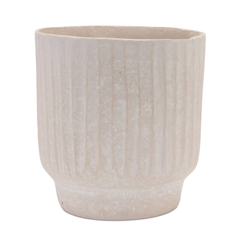 Ribbed Paper Chalk Vase - 7.75" - Beige