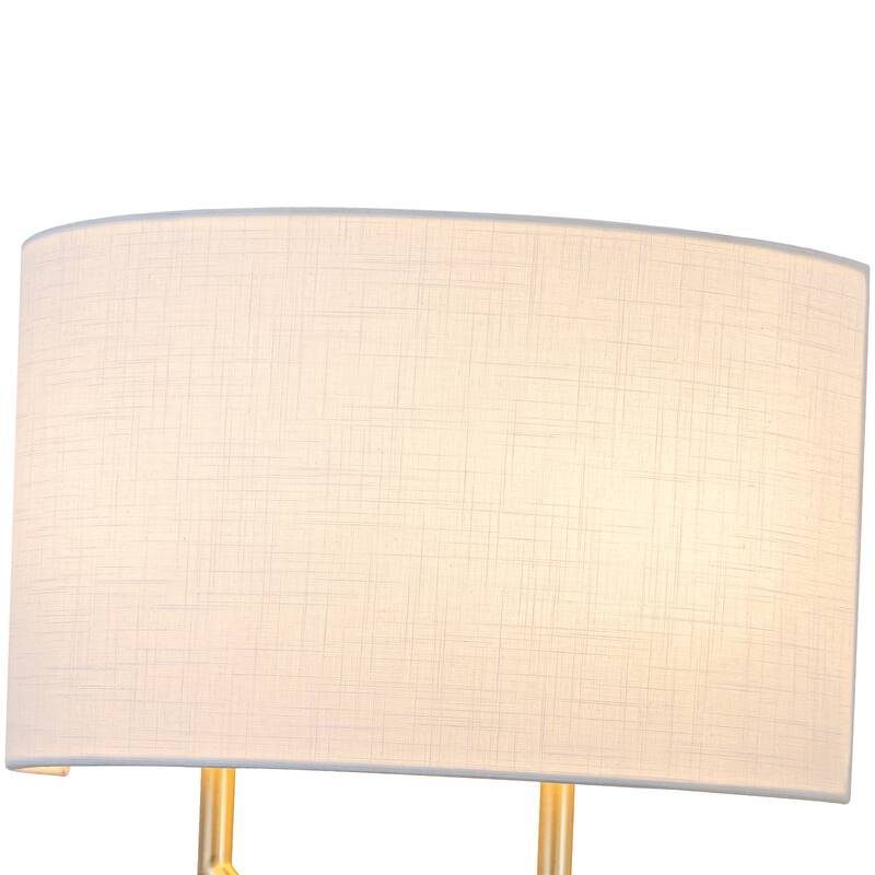 2-Light Y-Shaped Metal Frame Wall Sconce Half-Round Open Fabric Shade