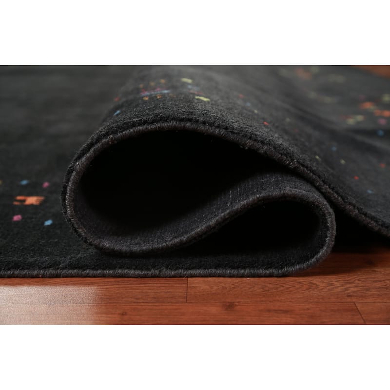 Hand Knotted Oriental 100% Wool Carpet Tribal Tribal Greys & Charcoal Gabbeh Area Rug - 8' 3'' X 8' 2''