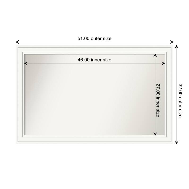 Craftsman White Framed Non-Beveled Custom Wall Mirror, Bathroom Vanity Mirror - Outer Size: 51 x 32